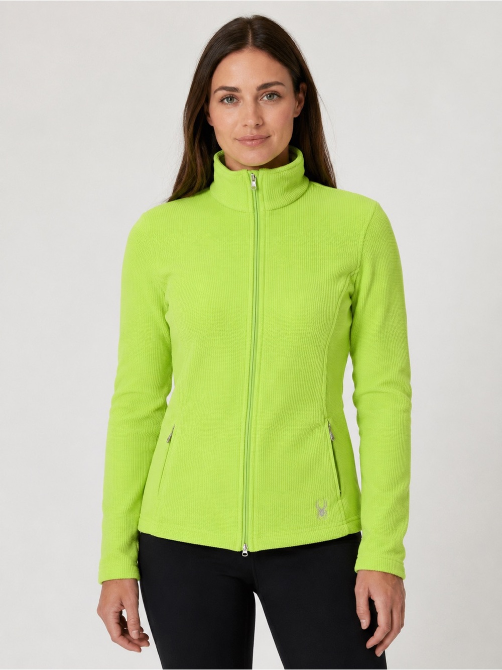 Spyder Core Sweater Women's Lime Green Full Zip Fleece Jacket Large EUC